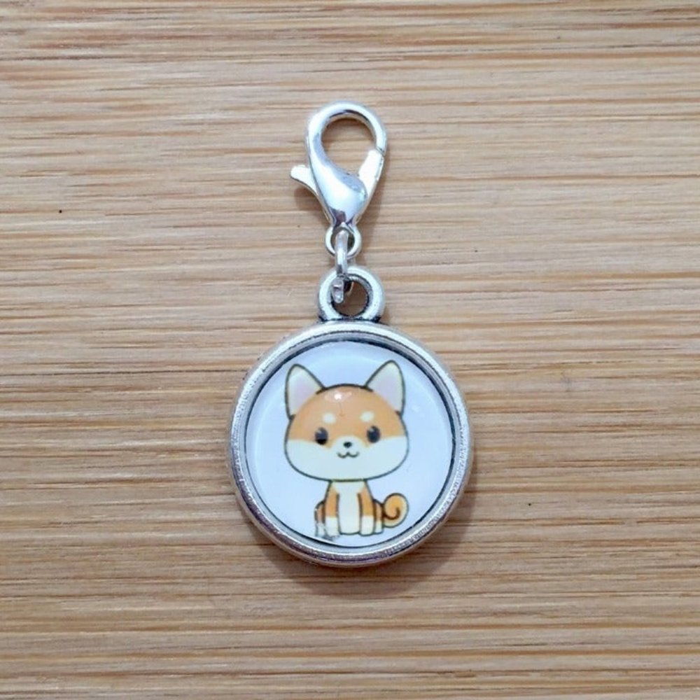 Planner Shiba Inu Glass Cabochon Charm